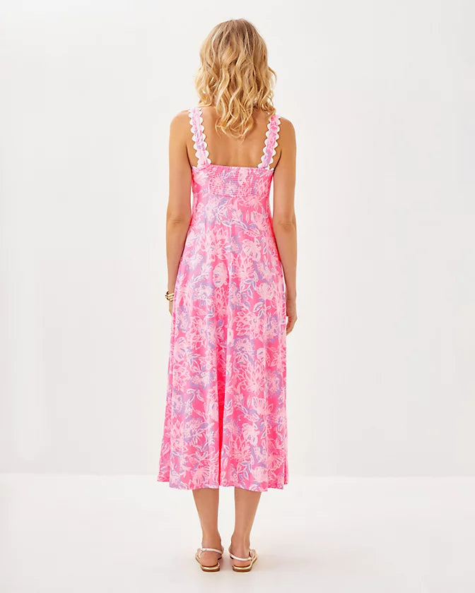 rousseau midi dress Lilly Pulitzer Dwyer Midi Dress Rousseau Pink Zen Garden – Fenwick Float-ors