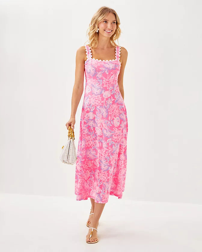 strapless open back dress Lilly Pulitzer Flamingo Dress, Green/Pink Womens Size 00