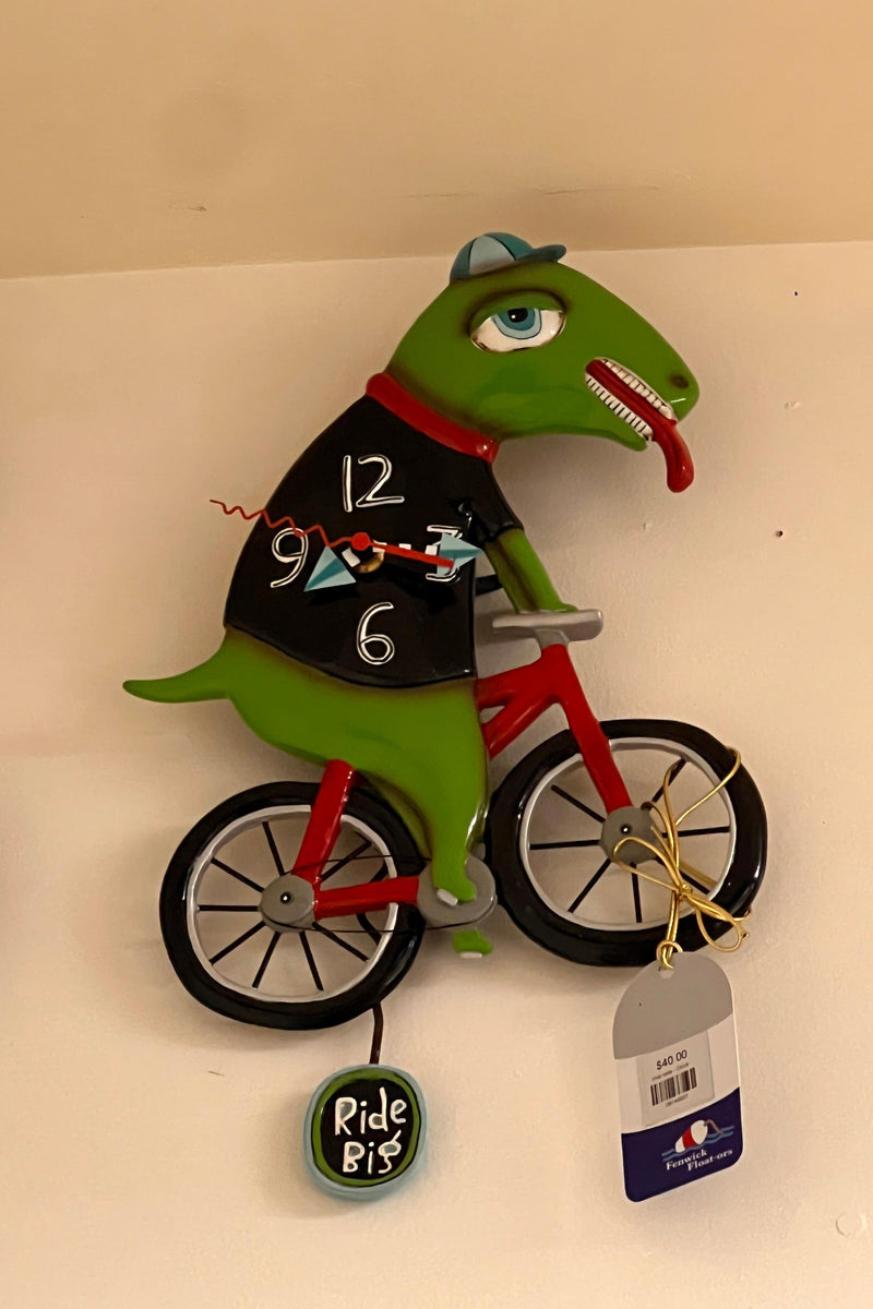 final sale - Clock - gecko riding a bike – Fenwick Float-ors