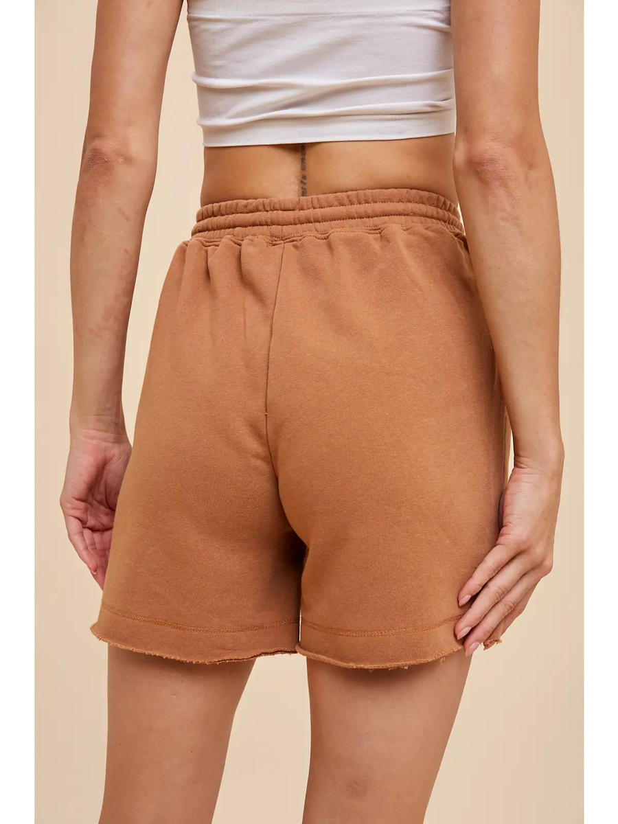 FINAL SALE Camel - Garment Washed Cotton French Terry Shorts – Fenwick ...