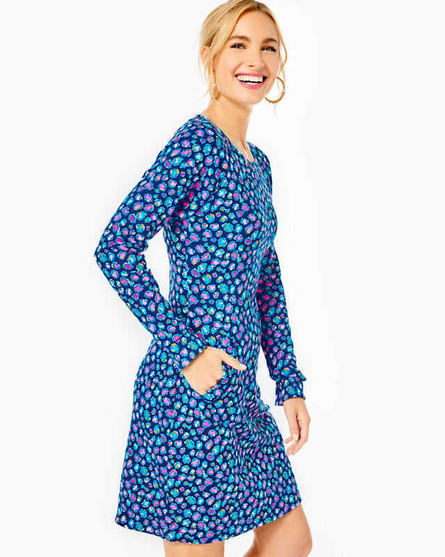 Lilly Pulitzer Beach Comber Long Sleeve Dress Seabreeze Blue Low Tide Navy Spotted In The Wild