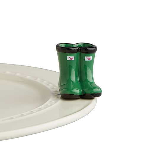 A227 jumpin puddles GREEN RAIN BOOTS WELLIES MINIS by Nora Fleming Fenwick Float ors