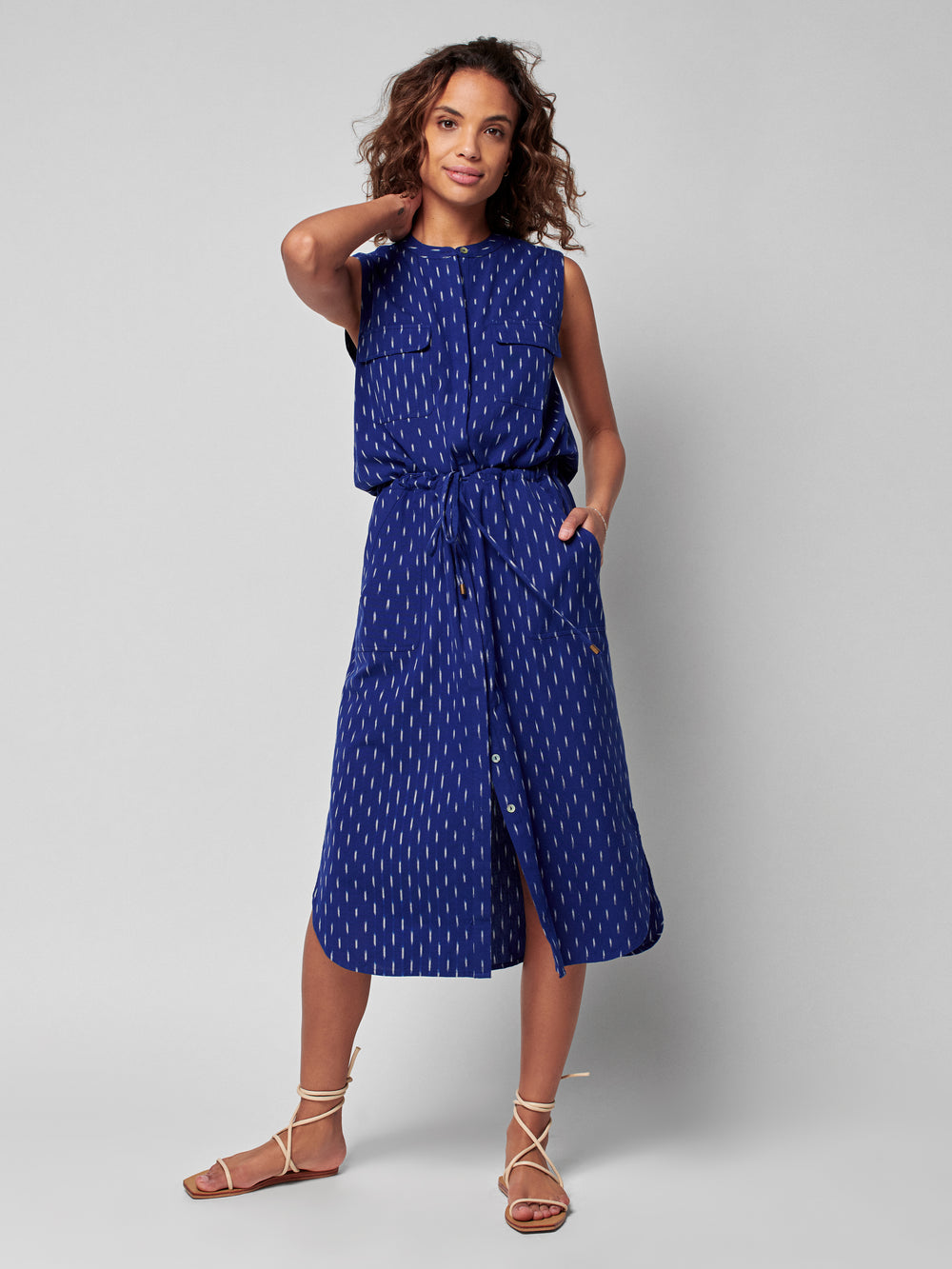FINAL SALE - Faherty Saylor Dress in Midnight Ikat Fenwick Float-ors FINAL SALE - Faherty Saylor Dress in Midnight Ikat Fenwick Float-ors