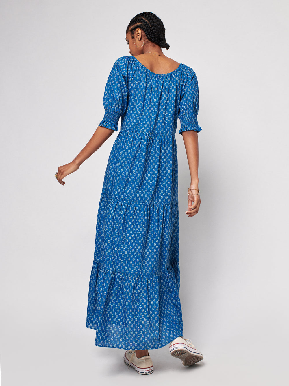 FINAL SALE - Faherty Willow Dress in Indigo Gobi Floral  Fenwick Float-ors