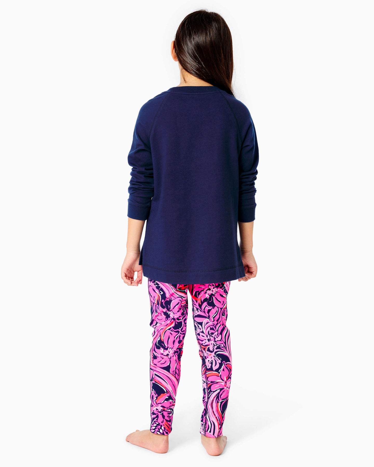 Lilly Pulitzer Upf 50+ Luxletic Girls Mini Weekender Legging In Low Tide  Navy Life Of The Party
